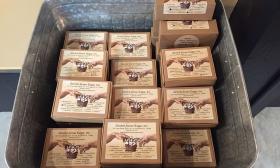 A bin filled with fudge from the shop.