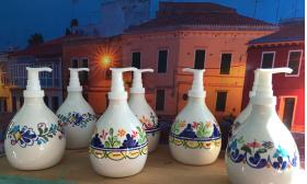 Ceramic soap dispensers at Menorcan Square.