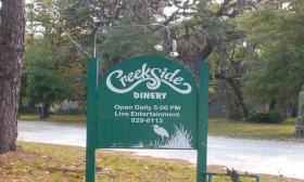 Creekside Dinery is located on 3.5 acres overlooking the Gonzalez Creek in St. Augustine, Florida.