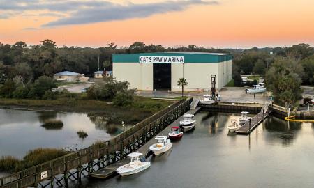 The outside of Cat's Paw Marina