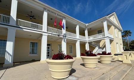 The front exterior of the St. Francis Barracks building