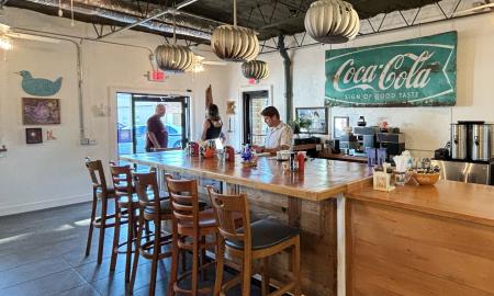 The counter area inside the cafe