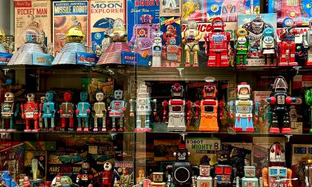 Old toys on display inside the museum