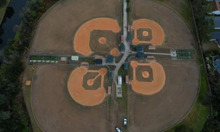 An overhead view of the fields at Cornerstone Park