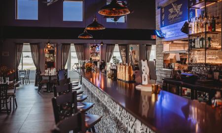 The full bar inside the restaurant