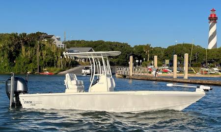 The boat Coastal Fish Charters uses on the water