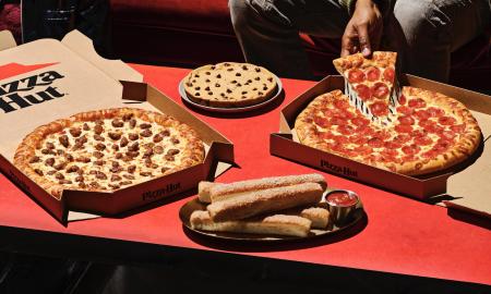 A spread of food from Pizza Hut