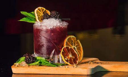 A craft cocktail served from the bar