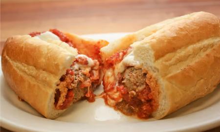 A meatball parm hero from Della Torre's Italian Deli
