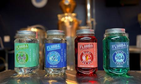 Four jars of the company's moonshine flavors