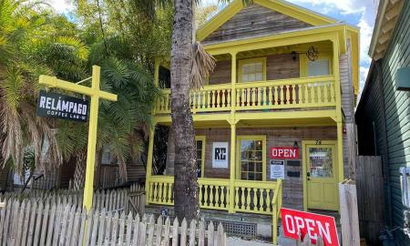 Outside of Relampago Coffee Lab in St. Augustine 