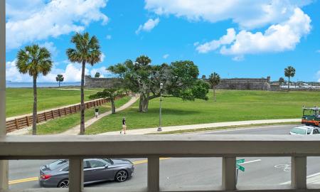 A view from the deck of the Sainte-George Restaurant on the bayfront in St. Augustine.