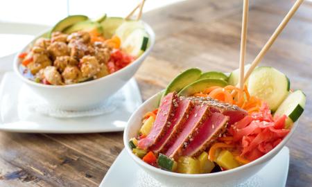 The fresh tuna poke bowl at Santiago's Florida Kitchen and Craft Bar at Guy Harvey Resort St. Augustine Beach.