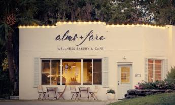 The exterior of Alms + Fare