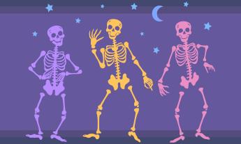 Three dancing skeletons