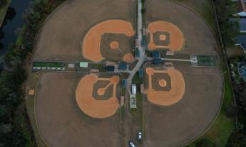 An overhead view of the fields at Cornerstone Park