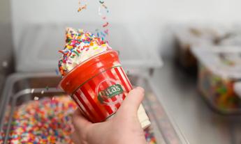 A gelati cup being prepared