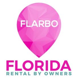 The square logo for Florida Rental by Owners is pink with green accents