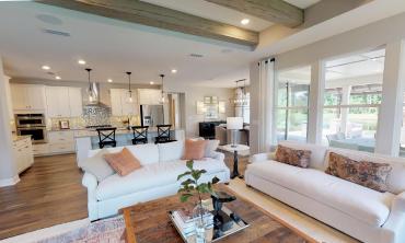 The living area great room at a home in Del Webb 55+ community in Nocatee