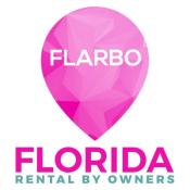 The square logo for Florida Rental by Owners is pink with green accents