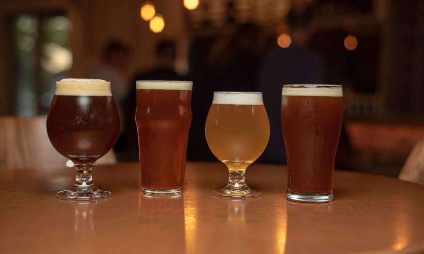 Four brews on a table at Old Coast Ales, one of a number of brew pubs in St. Augustine