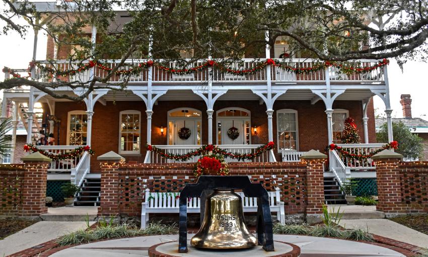 The keeper's house at the St. Augustine Lighthouse, decorated for the holidays